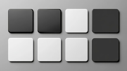 White and black cards paper template mockup with shadows on a gray background – stock vector