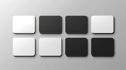 White and black cards paper template mockup with shadows on a gray background – stock vector