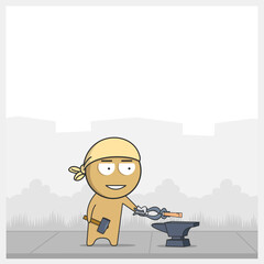 Blacksmith with a hammer at an anvil