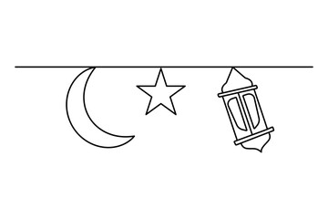 Moon continuous one line drawing of simple vector illustration