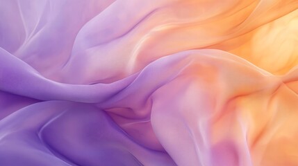Obraz premium Abstract Flowing Fabric, Purple and Yellow Gradient, Soft Texture, Dynamic Movement, Smooth Curves