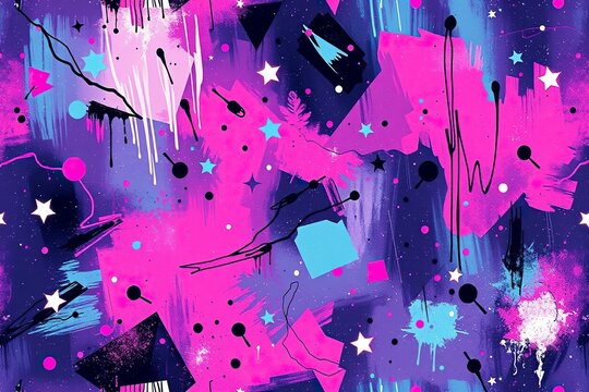 Fototapeta Abstract Cosmic Pink and Purple Graffiti Art: A Vibrant, Energetic Canvas