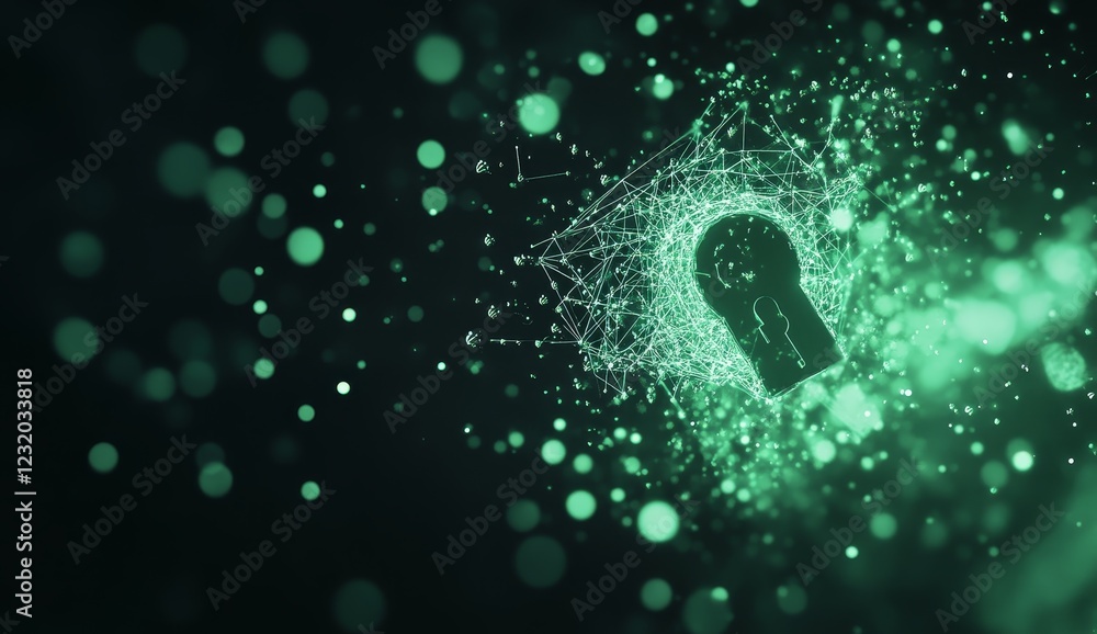 Aufkleber abstract glowing keyhole digital network security concept.