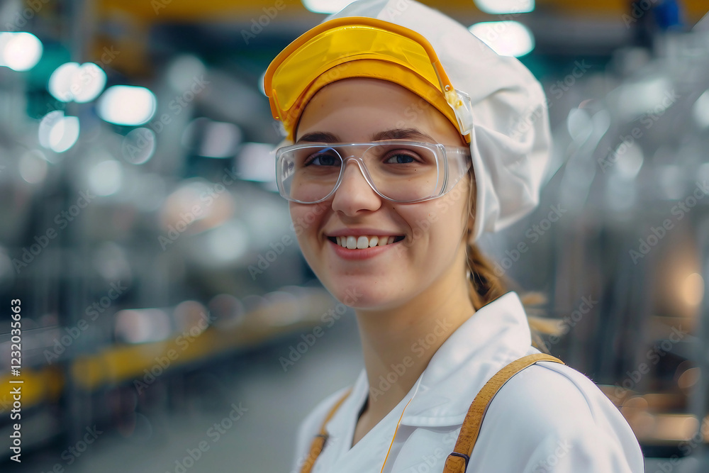 Poster technologists inspector in masks at food factory ai generative