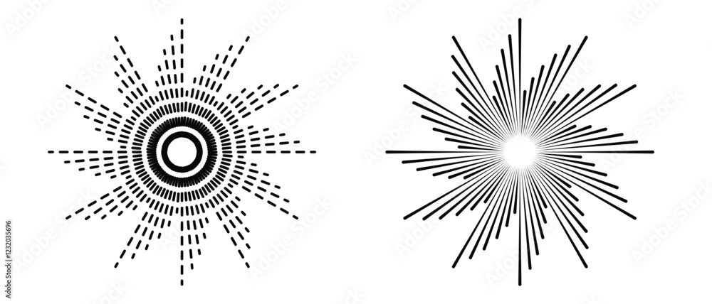 Poster sunburst design elements collection. radial sun burst. circular beams vector. sun rise light round d