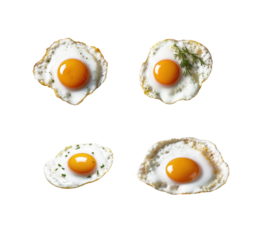 fried eggs isolated on transparent background with copy space for text