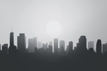 Fototapeta premium illustration of city silhouette with buildings