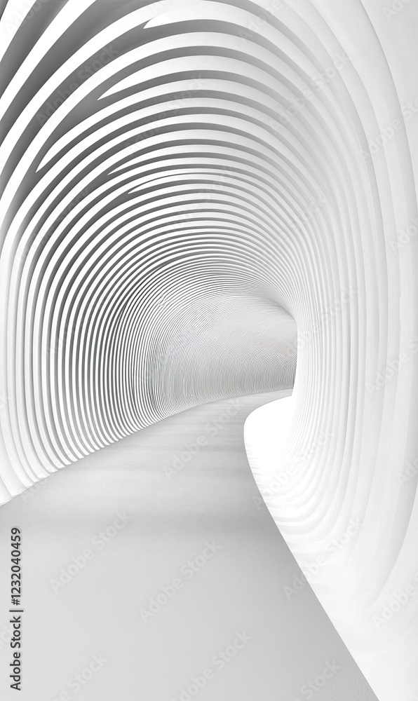 Poster white abstract tunnel architecture, futuristic design background, ideal for technology or design pro