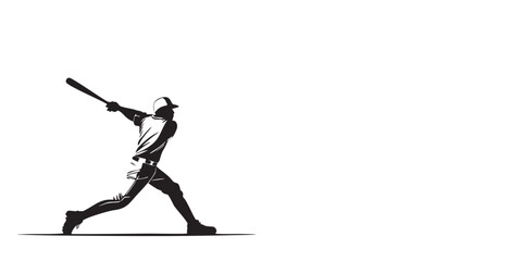 Silhouette of a Baseball Player Hitting – Athletic Vector Art