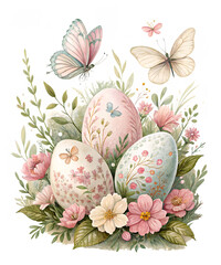 easter eggs and flowers