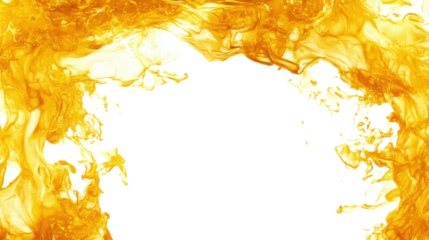 Golden liquid splashing with transparent background