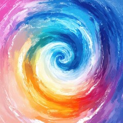Abstract swirling rainbow paint artwork