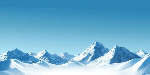 Obraz premium Breathtaking snow-capped mountains under a clear blue sky.