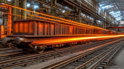 Fototapeta premium Molten metal transport in a steel factory.