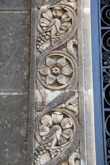 Floral ornament cemetery vault stonework in Italy