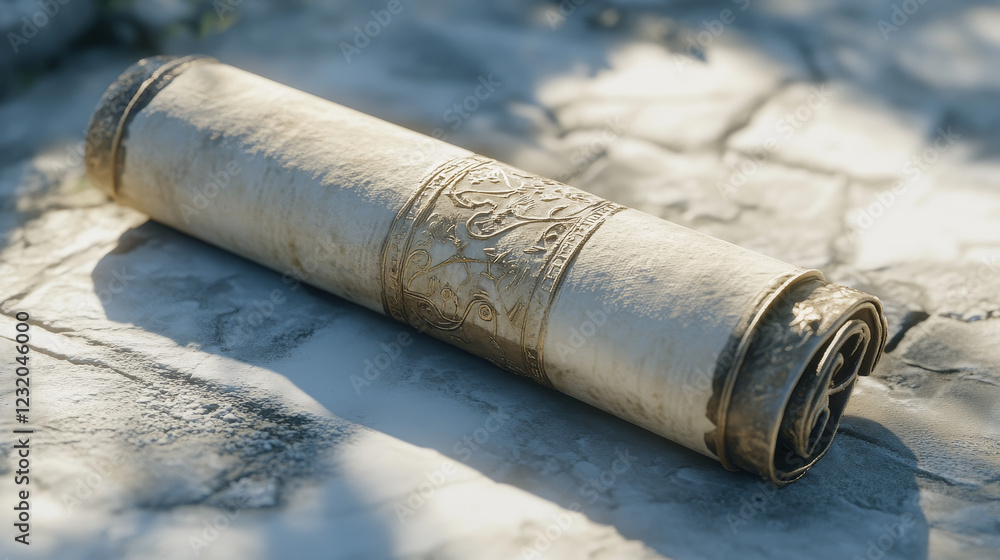 Poster old scroll isolated on white background. 3d illustration.