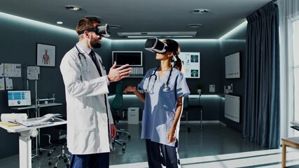 Medical professionals leveraging virtual reality technology for transforming diagnostics, patient care, and medical training through immersive digital healthcare solutions