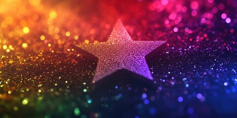 Star close-up on colorful background