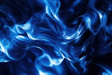 Abstract blue fire swirls, dark background, energy design