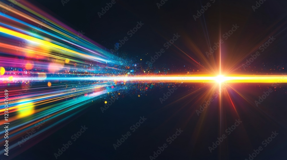 Poster dynamic light streaks create captivating visual effects in vibrant colors