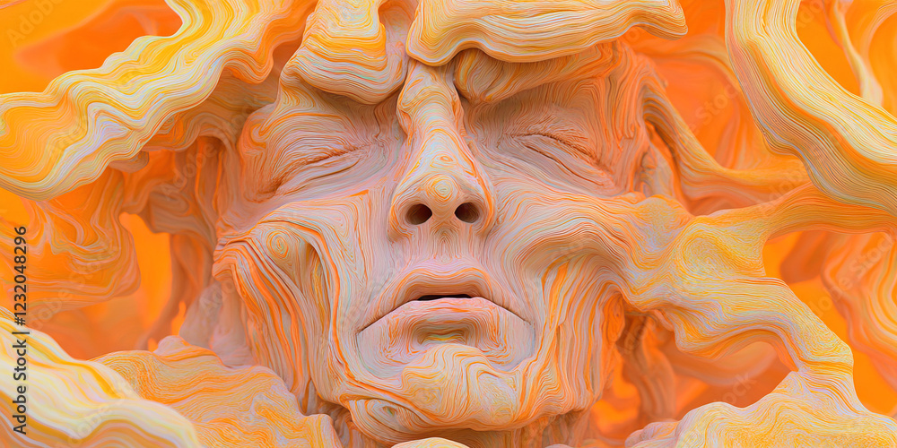 Poster abstract digital rendering of a face in swirling texture