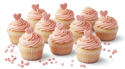 Pink paper cupcakes neatly arranged on the table