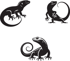 silhouette of Lizzy lizard isolated with white background