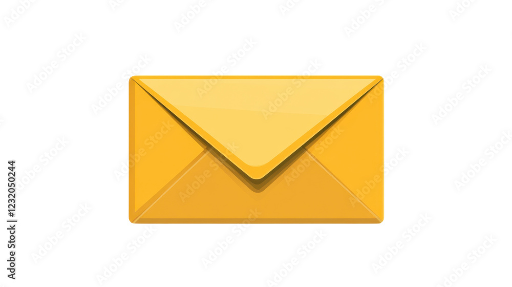 Poster closed yellow envelope on transparent background representing communication