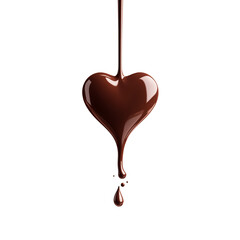 Chocolate Heart Drip on Transparent Background