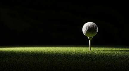 A golf ball sits on a tee within the simulator.