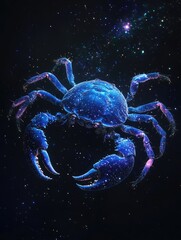 Blue crab in nighttime sky