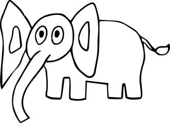 surprised elephant with big ears and long trunk stands and looks at camera