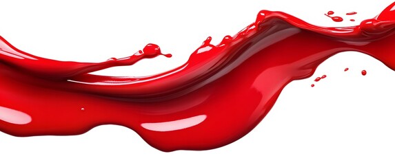 Vibrant red paint fluid flowing on a white background, creates a visual effect, generative AI