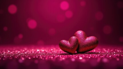 Obraz premium Sparkling Red Hearts on Glitter Background for Romantic Celebration