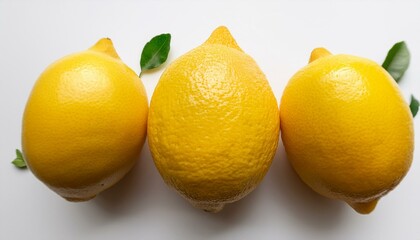 bright yellow lemons arranged on a white background minimalistic composition with vibrant citrus fruits isolated with copy space for text fresh organic produce clean and modern food photography