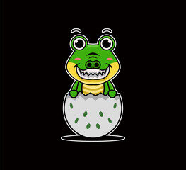 vector illustration of hatching crocodile mascot