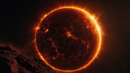 sun, space, planet, earth, solar, fire, star, astronomy, light, red, abstract, universe, globe, science, energy, eclipse, galaxy, explosion, world, glow, hot, global, cosmos, heat, illustration