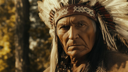 Senior native indian apache man portrait in sepia styled photograph 