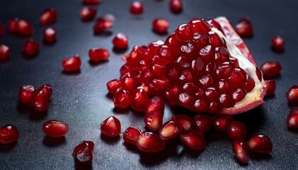 juicy pomegranate red seeds healthy fruit antioxidant vitamin c food photography sti