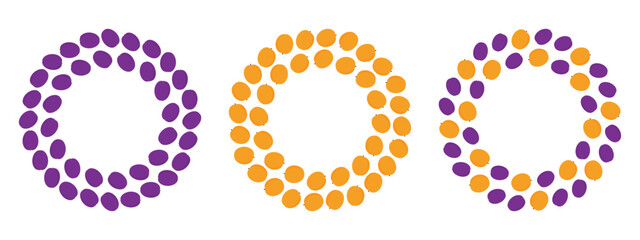 Plums and Apricots Circular Frame border Set 3 Summertime or Healthy eating Copy space Template idea