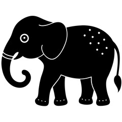 Cute Silhouette of an Elephant line art vector cartoon illustration
