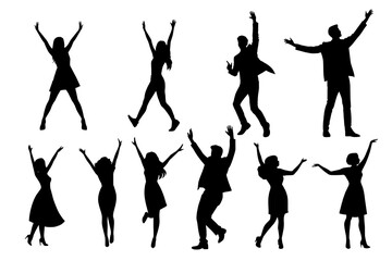 shilloute People are showing happy gestures