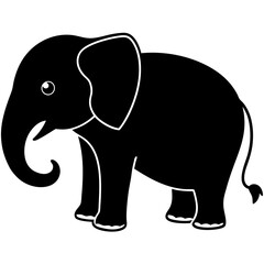 Fototapeta premium Cute Silhouette of an Elephant line art vector cartoon illustration
