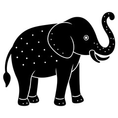 Cute Silhouette of an Elephant line art vector cartoon illustration