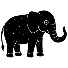 Cute Silhouette of an Elephant line art vector cartoon illustration