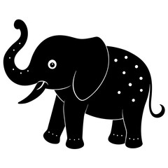 Cute Silhouette of an Elephant line art vector cartoon illustration