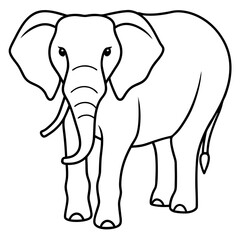 Cute Silhouette of an Elephant line art vector cartoon illustration
