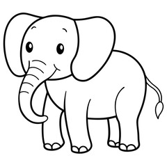 Obraz premium Cute Silhouette of an Elephant line art vector cartoon illustration