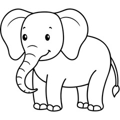 Fototapeta premium Cute Silhouette of an Elephant line art vector cartoon illustration