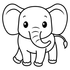 Cute Silhouette of an Elephant line art vector cartoon illustration